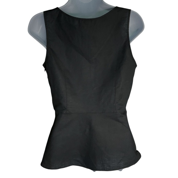 J Crew Factory Peplum Top Sz 4 Linen Blend Sleeveless Black Coastal Resortwear - Picture 6 of 9